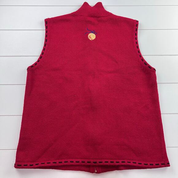 Cappagallo Vintage Red Holiday Winter Snowman Sweater Vest Size Small Full Zip - Picture 2 of 7